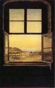 johann christian Claussen Dahl View through a Window to the Chateau of Pillnitz oil painting artist